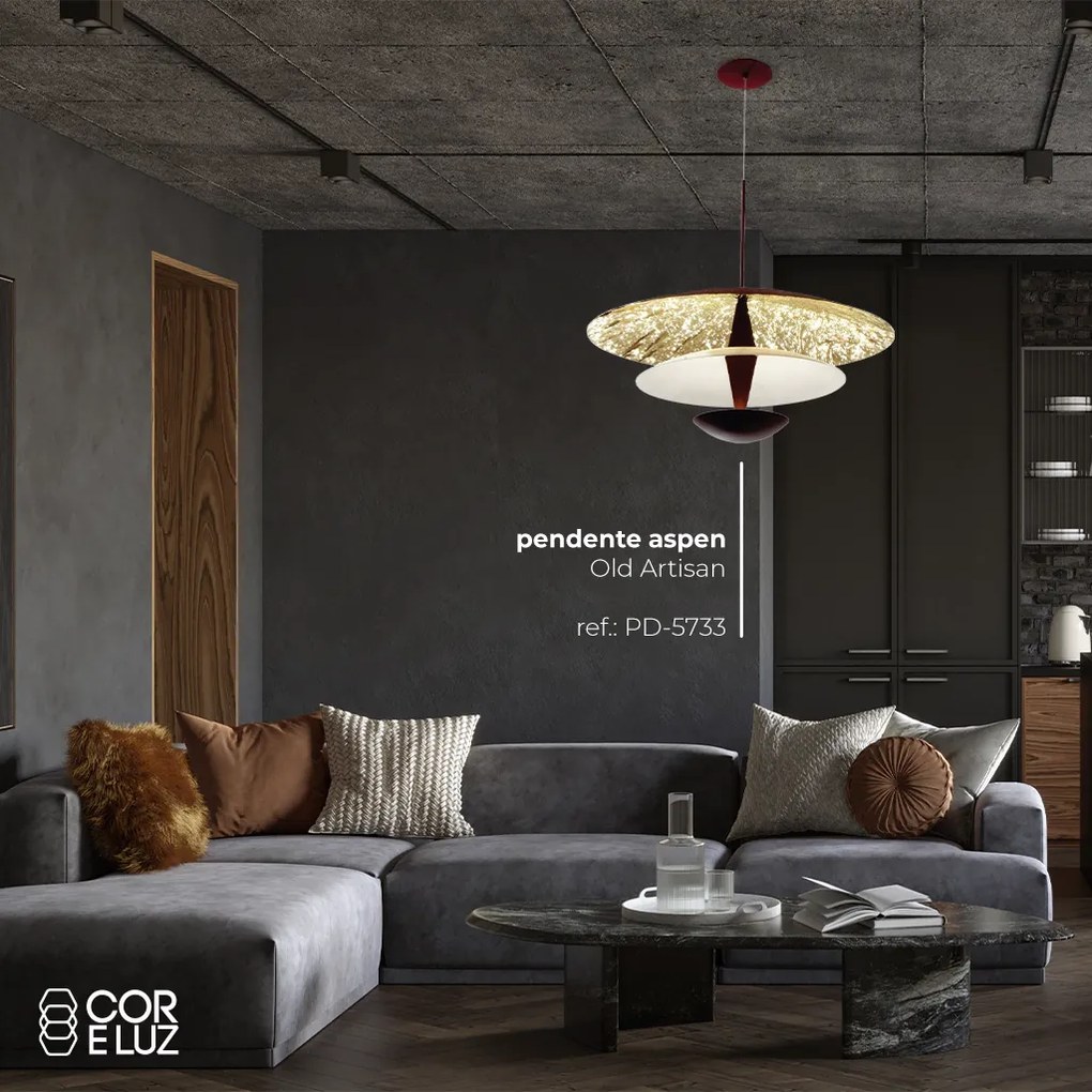 Pendente Aspen Ø60X30Cm 01Xled 9,4W 2700K Metal Aluminio - Old Artisan... (ROSE FOSCO, 110v, Liso)