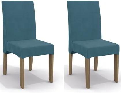 Kit 2 Cadeiras CAD107 para Sala de Jantar Nogal/Azul - Kappesberg