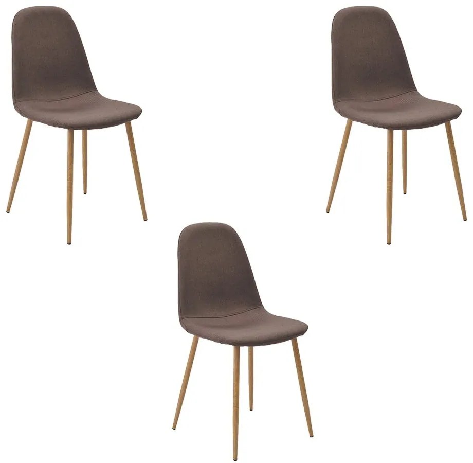 Kit 3 Cadeiras Decorativas Sala e Escritório Base Claro Emotion Marrom Linho G56 - Gran Belo