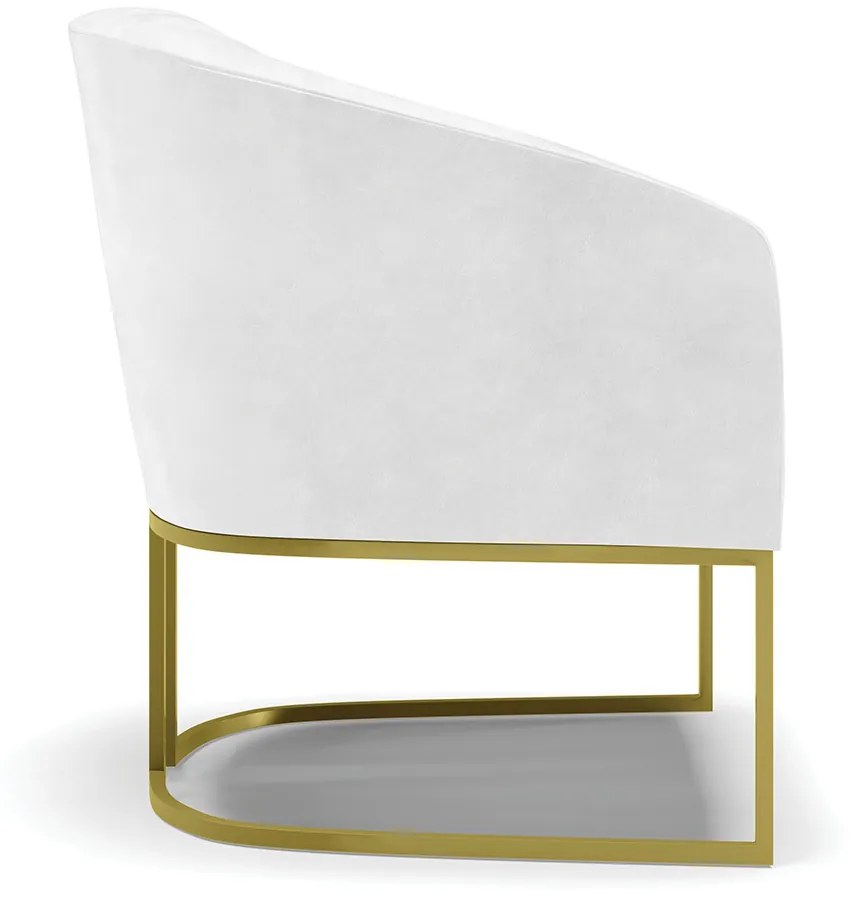 Poltrona Decorativa Industrial Dourado kit 2 Stella Sintético PU D03 - D'Rossi - Branco