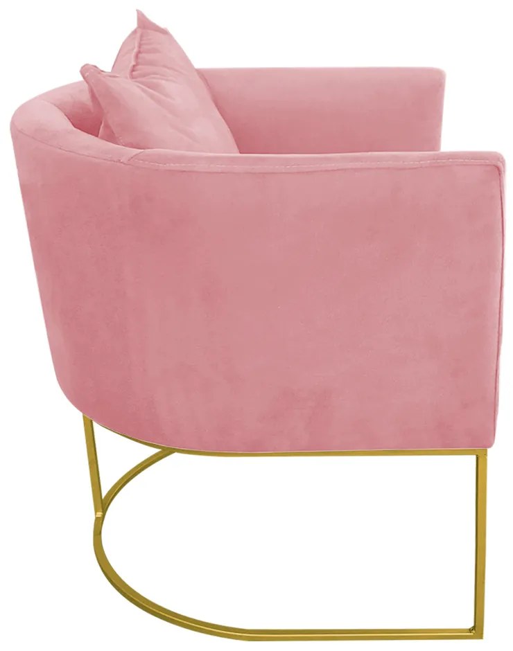 Poltrona Paola Suede Base Metálica Dourado D'Rossi - Rose