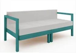 Sofá 2 Lugares Componível com Almofadas Lazy Stain Azul - Mão & Formão