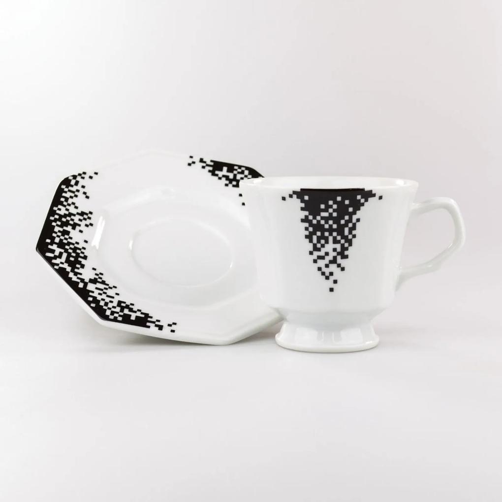 Xícara Chá com Pires 200 ml Porcelana Schmidt - Dec. Pixel
