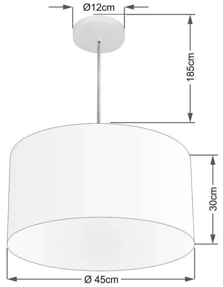 Lustre Pendente Cilíndrico Vivare Md-4205 Cúpula em Tecido 45x30cm - Bivolt