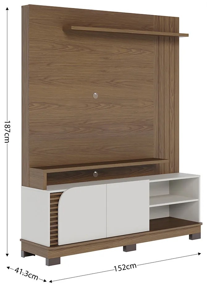 Estante de TV 65 Polegadas 152cm Itaim Amendoa/Off White Matte C04 - D'Rossi