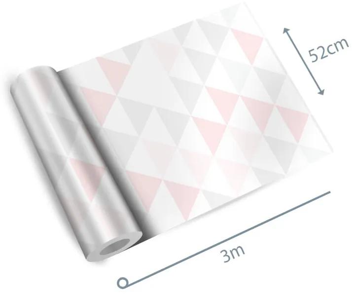 Adesivo triângulo rosa cinza e branco