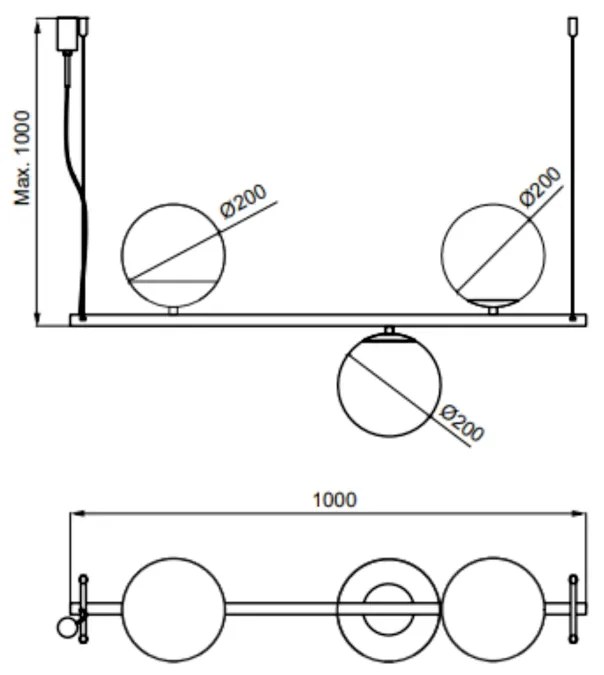 Pendente Organic Horizontal 13X10X100Cm Alumínio E Globo Ø12Cm 2Xg9 Po... (MR-T - Marrom Texturizado)