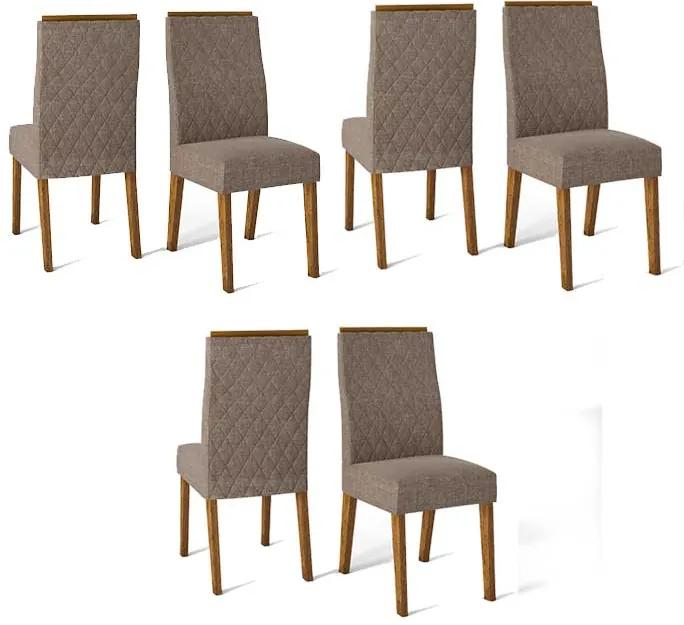 Conjunto 6 Cadeiras Cássia Demolição Tecido Linho Bronze