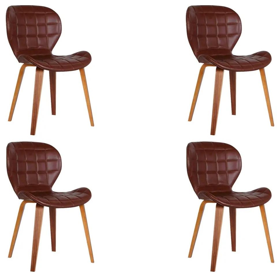 Kit 4 Cadeiras Decorativas de Escritório Recepção  GranClass PU Sintético Marrom - Gran Belo