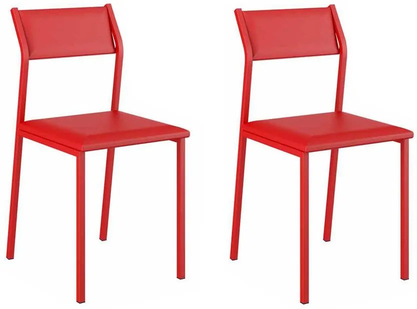 Cadeiras para Cozinha Kit 2 Cadeiras 1709 Vermelho Real - Carraro Móveis