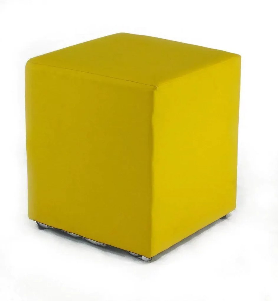 Puff Quadrado Box Couro 45X35Cm Ecológico Orthovida (Laranja)