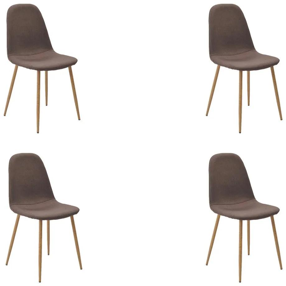 Kit 4 Cadeiras Decorativas Sala e Escritório Base Claro Emotion Marrom Linho G56 - Gran Belo