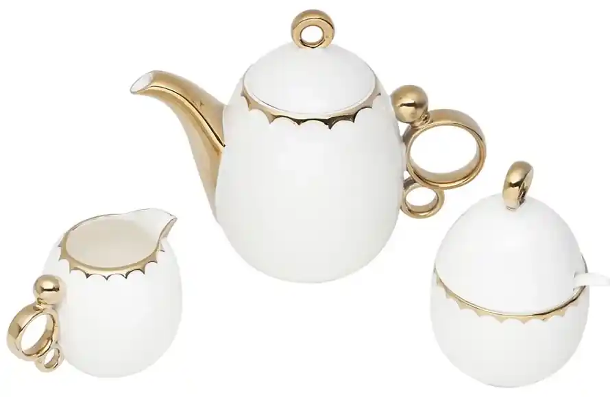 Xícara de Chá Porcelana Egg Branco com Dourado 250ml