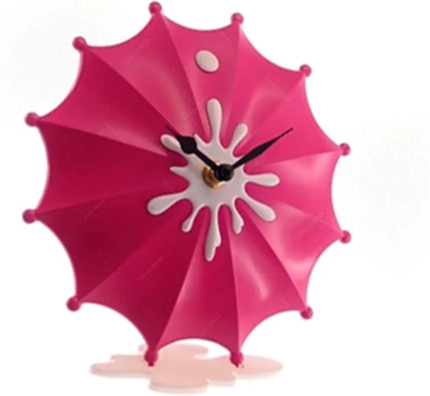 Relógio de Mesa Guarda Chuva Rosa Pink - 19x18 cm