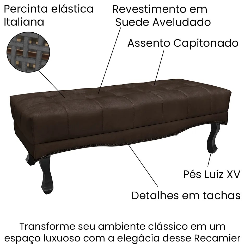 Cabeceira Cama Box Casal 140cm e Recamier Vicenza Suede Café S04 - D'Rossi