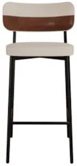 Banqueta Alta Bar Estofada Kit 4 Ella M25 Linho Areia/Marrom - Mpozena