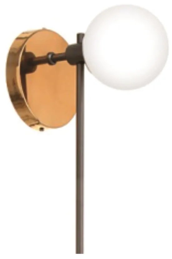 Arandela Bugle Haste Longa 18X12X65Cm Globo Ø08Cm / Ø10Cm 2Xg9 - Old A... (PRETO / DOURADO BRILHO, AMBAR)