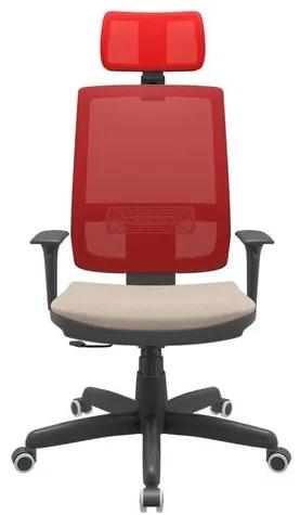 Cadeira Office Brizza Tela Vermelha Com Encosto Assento Poliester Fendi RelaxPlax Base Standard 126cm - 63635 Sun House