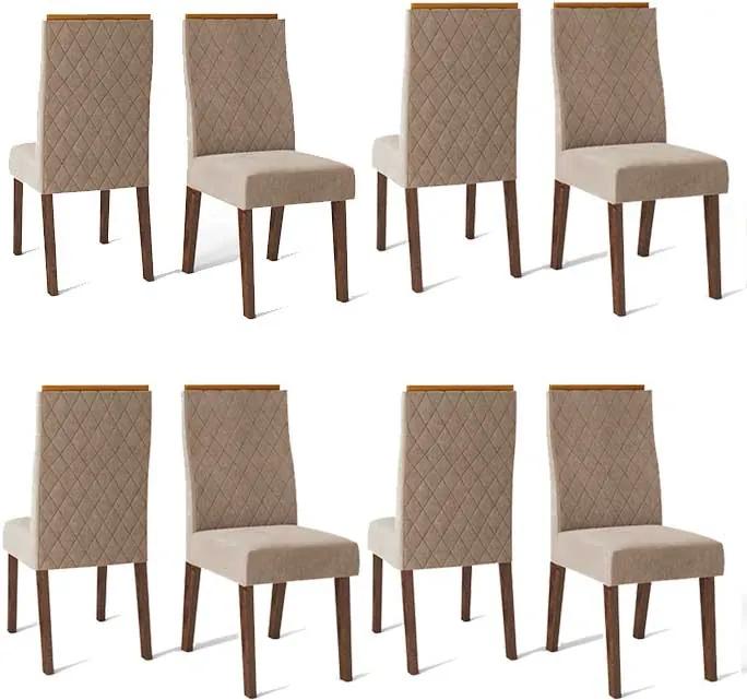 Conjunto 8 Cadeiras Cássia Rústico Malbec Tecido Veludo Kraft