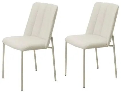Kit 2 Cadeiras Elis Cor Champanhe Bouclé com Off White 45cm - 71142 Sun House