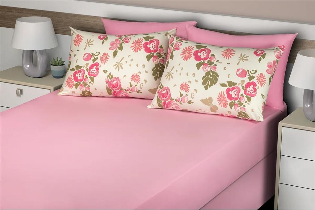 Jogo de cama Queen simples 3 pçs - Color Rosa