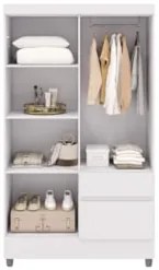 Guarda Roupa Solteiro 103cm Com 4 Portas Ideal Flex Branco - Vila Rica
