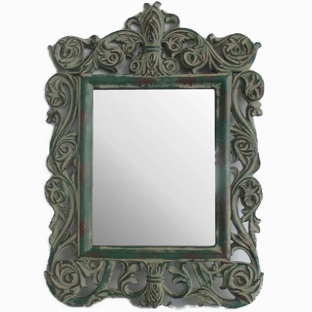 Espelho de Moldura Quadrada Clássica com Pintura Envelhecida - 45x30cm