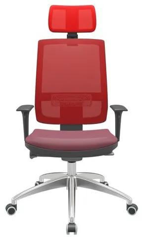Cadeira Office Brizza Tela Vermelha Com Encosto Assento Vinil Vinho Autocompensador 126cm - 63097 Sun House