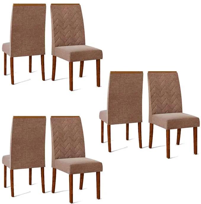 Conjunto 6 Cadeiras Laura Rústico Malbec Tecido Linho Bronze