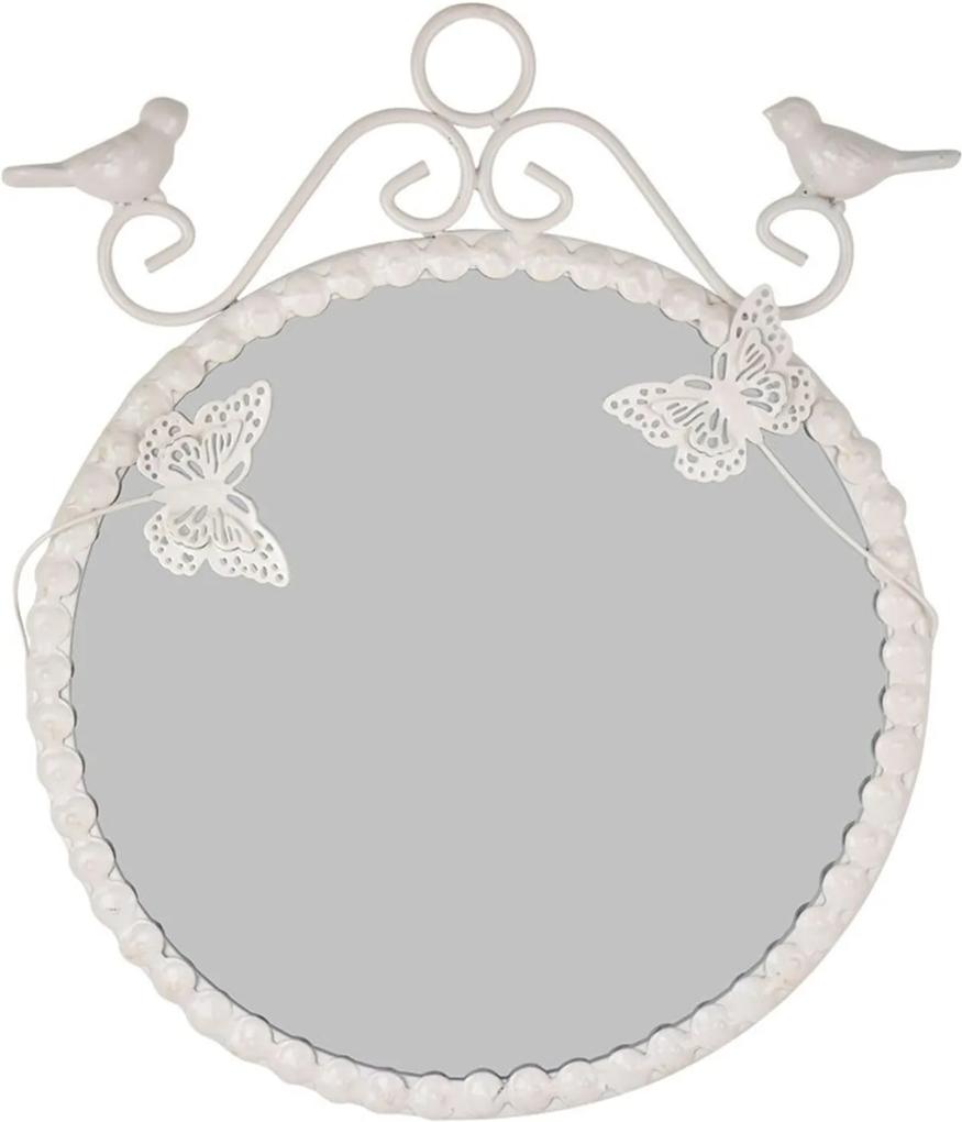 Espelho Butterfly Branco De Metal 20Cm Kasa Ideia