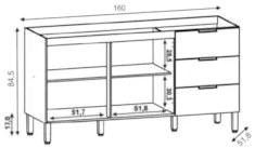 Balcão Gabinete para Pia sem Tampo 160cm Charm Z06 Freijó - Mpozenato