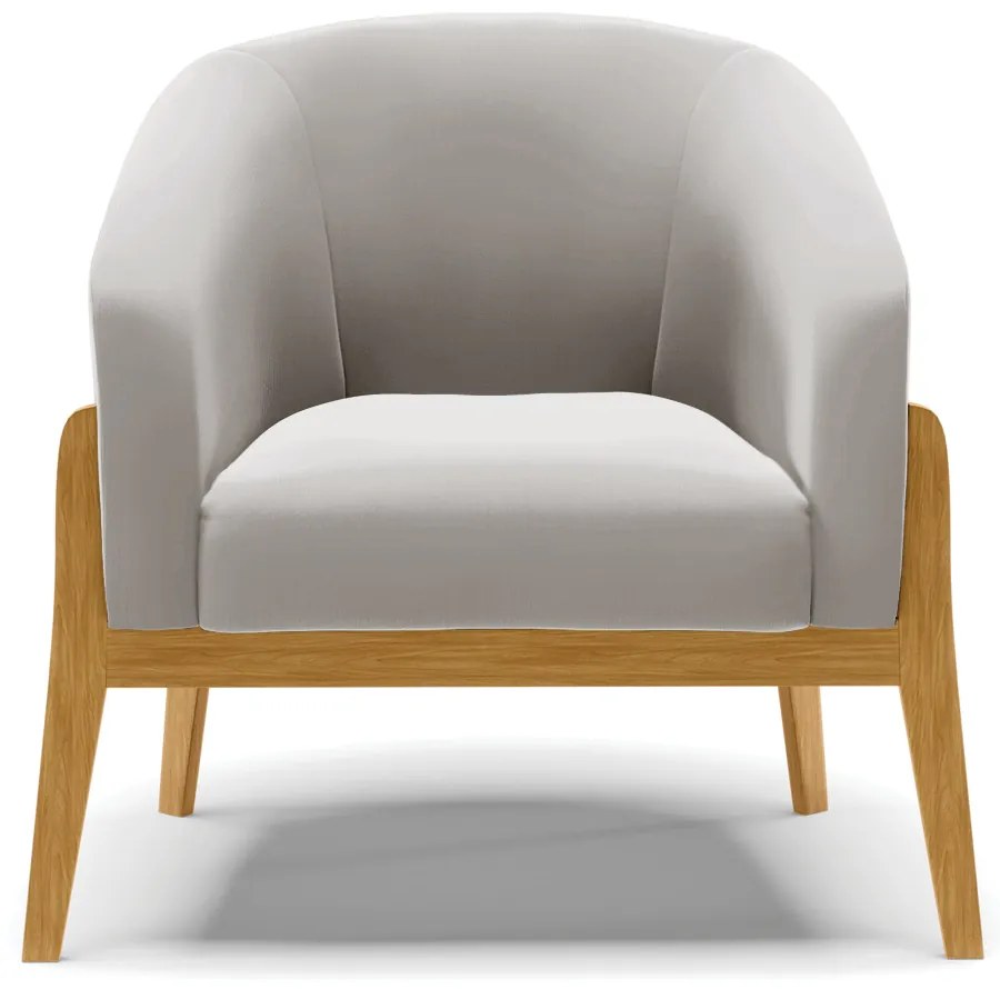 Poltrona Decorativa Base de Madeira kit 2 Stella Veludo Cinza D03 - D'Rossi