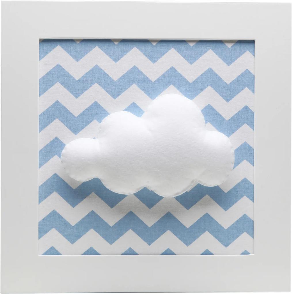 Quadro Decorativo Nuvem Chevron Bebê Infantil Menino Potinho de Mel Azul