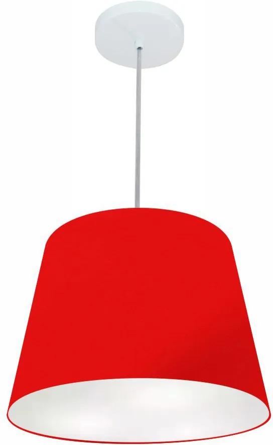Lustre Pendente Cone Md-4155 Cúpula em Tecido 30/40x30cm Vermelho - Bivolt