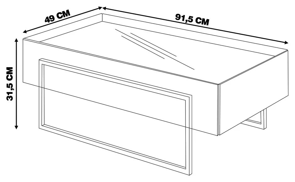 Mesa de Centro Decorativa com Espelho no Tampo Jasper Off White/Dourado G18 - Gran Belo