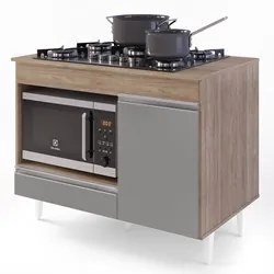 Balcão Multiuso para Cooktop 4 Bocas Georgia Castanho/Cinza - Lumil Mó