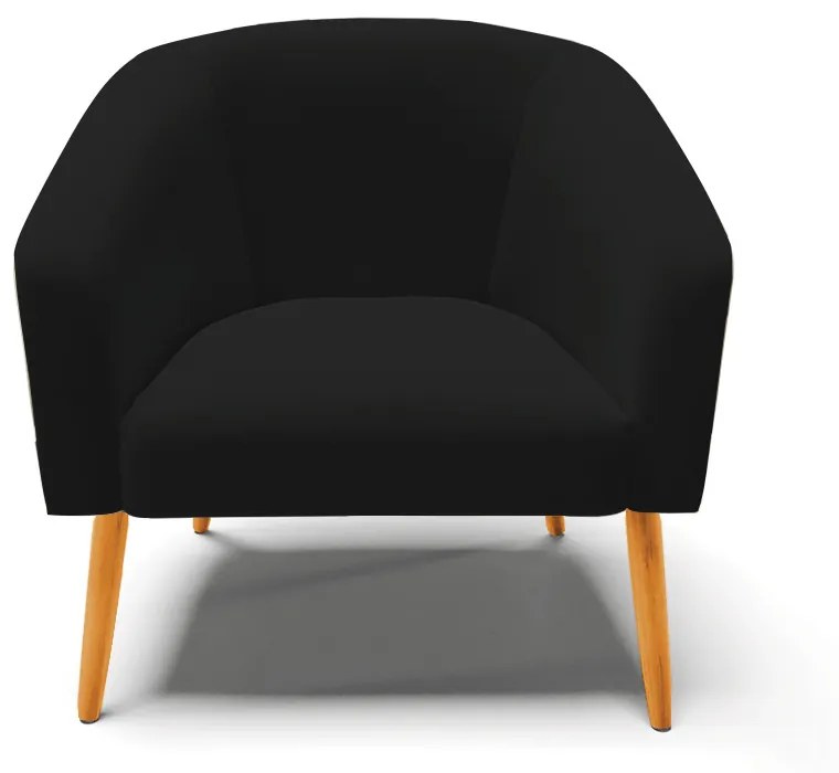 Poltrona Decorativa Pé Palito Castanho kit 2 Stella Linho D03 - D'Rossi - A79 Preto