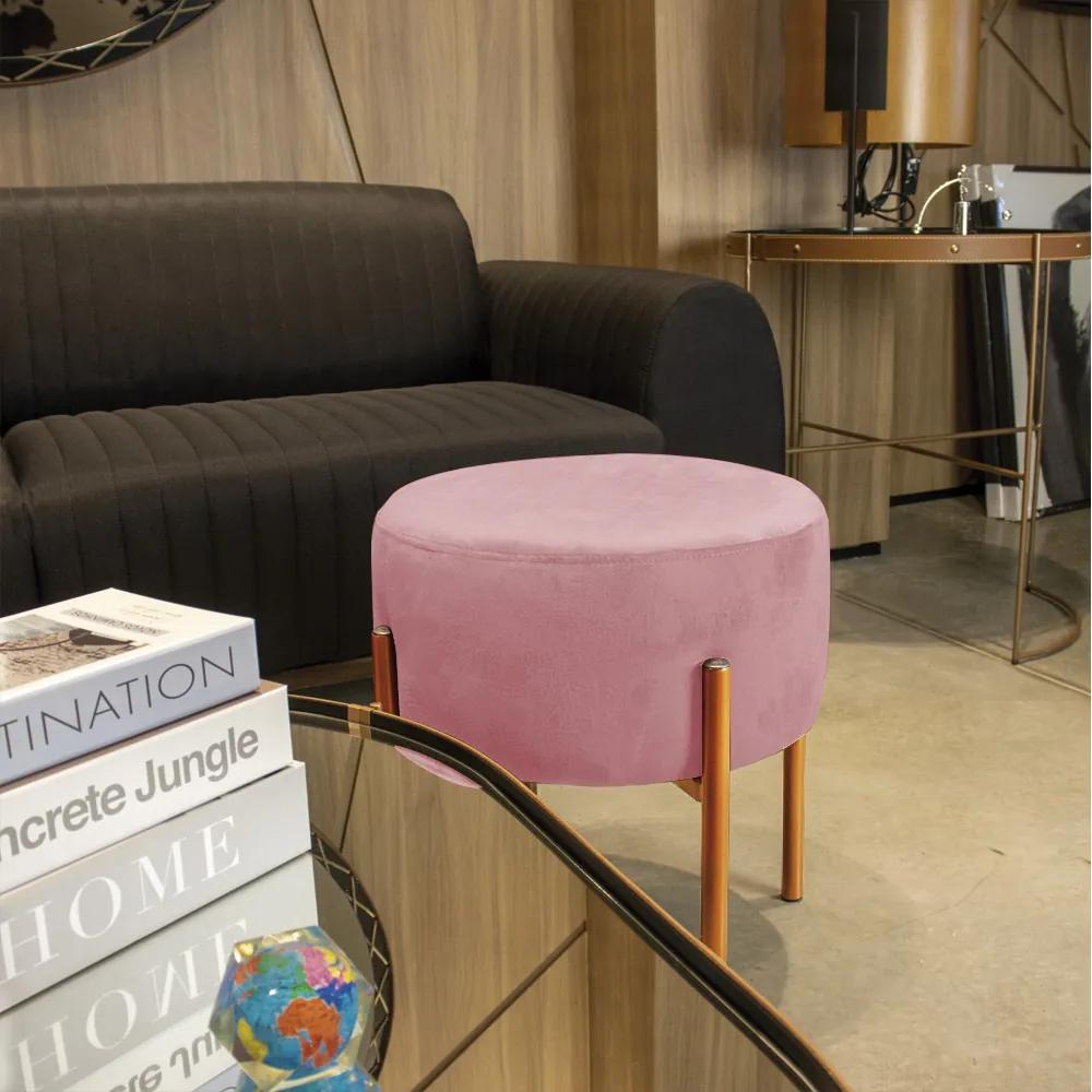 Puff Iron Suede Base Cobre Palito D'Rossi - Rose