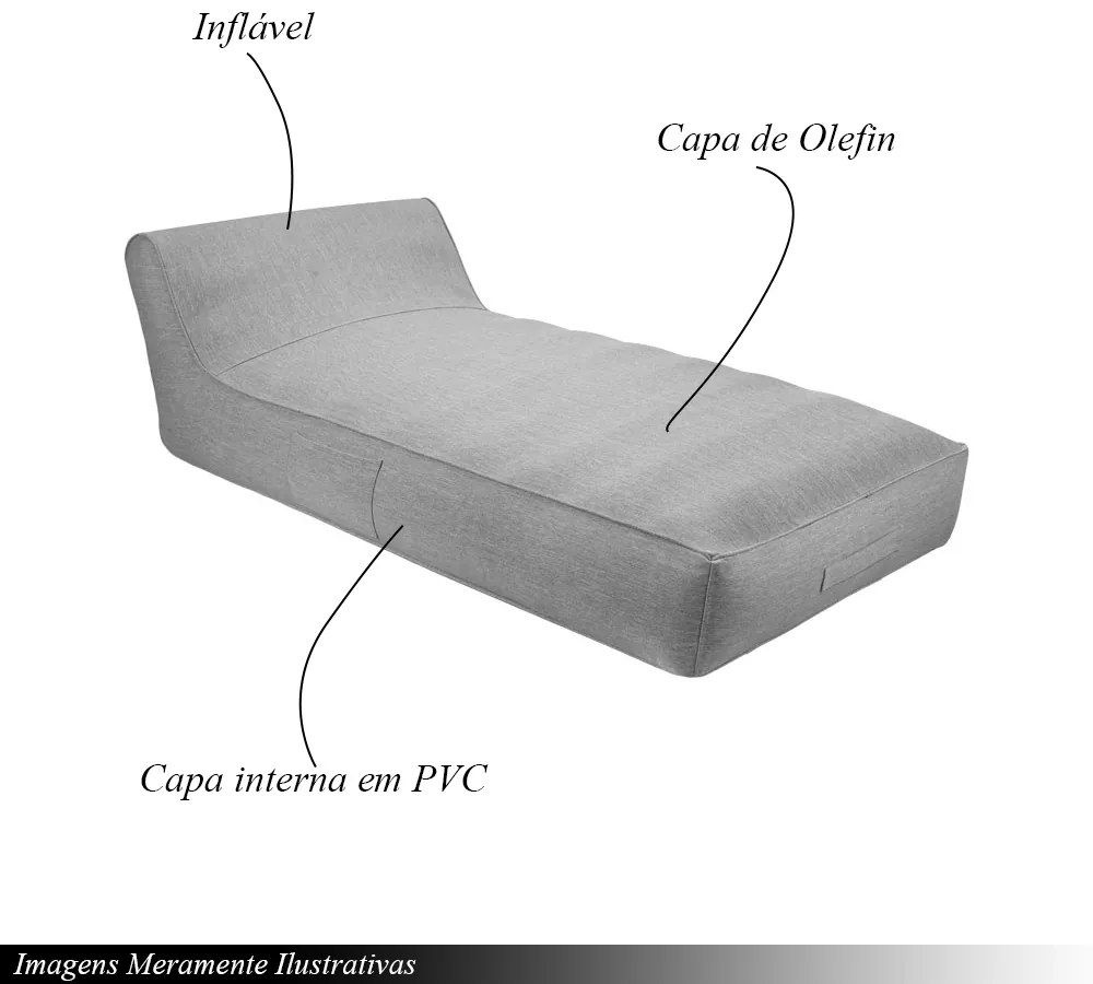 Chaise Inflável Área Externa Akira 160 cm com Capa de Olefin Cinza G56 - Gran Belo