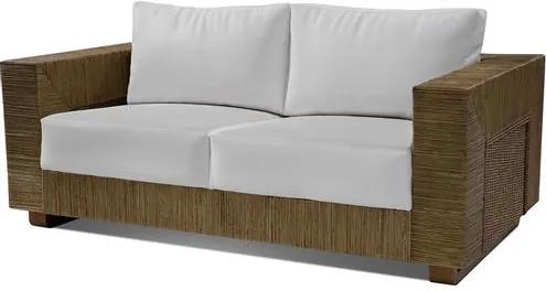 Sofa Maden 2 Lugares Assento cor Branco com Base Madeira Revestido em Junco - 44778 - Sun House