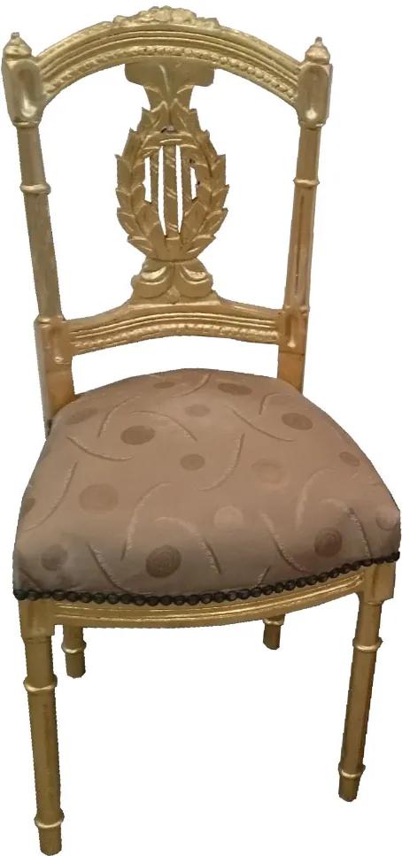 Cadeira Folheada a Ouro Imperial Pequena Bege Estampado