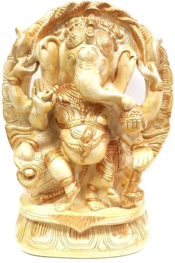 Ganesha com Arco e Pedestal Grande (Marfim)