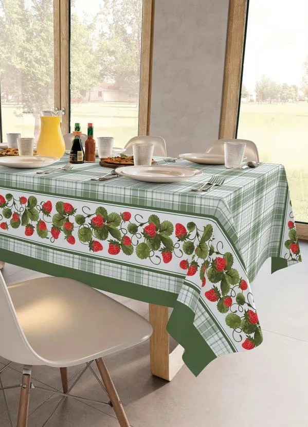 Toalha de Mesa Retangular Morangos 140x210 Cm