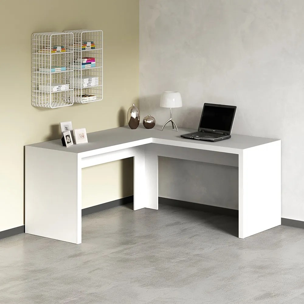 Mesa Angular para Escritório Home Office ME4116 MDP Branco G69 - Gran Belo