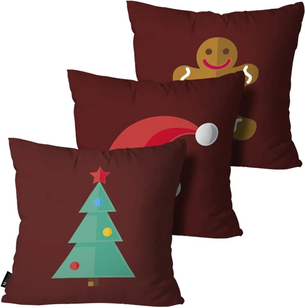 Kit com 3 Almofadas Mdecore de Natal Decorativas Vermelhas 55x55