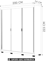 Guarda Roupa Casal 200cm 3 Portas Duke Flex Imbuia/Fendi V02 - Mpozena