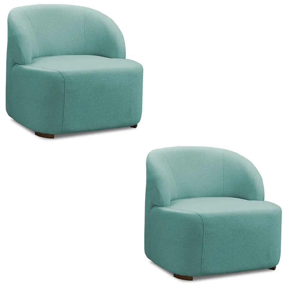 Poltrona Decorativa Orgânica kit 2 Diully Bouclê Azul Turquesa E03 - D'Rossi