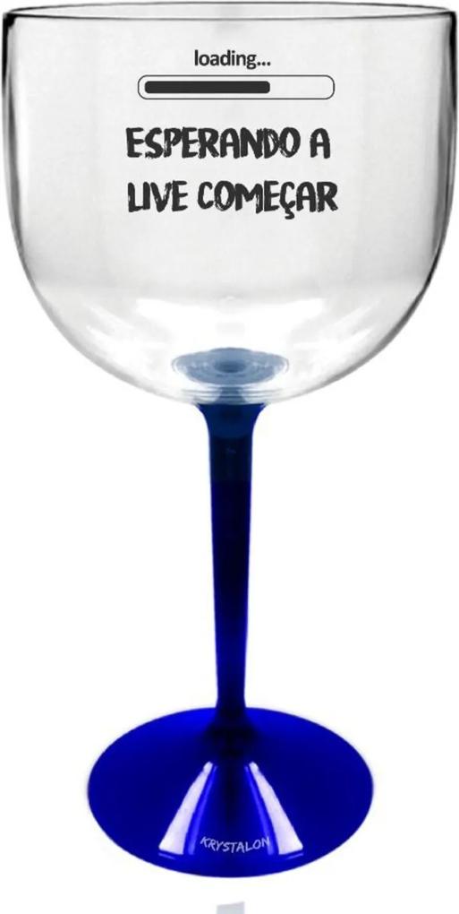 4 Taças Gin Transparente Com Base Azul Personalizada Para Live