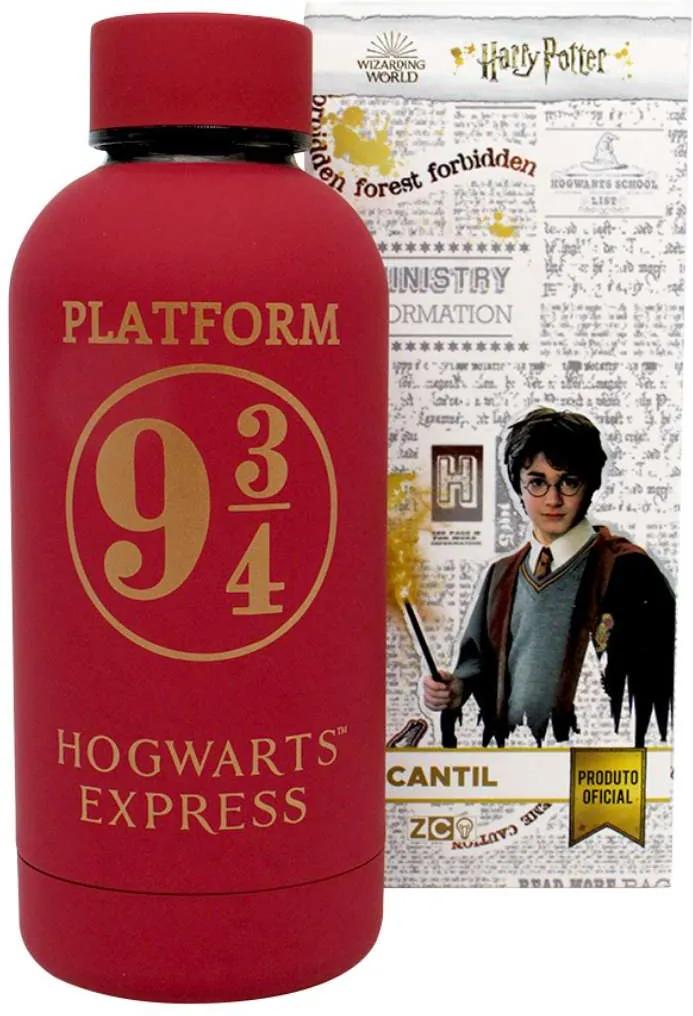 Garrafa Cantil Térmica Emborrachado Harry Potter Estação Plataforma 9 3/4 Hogwarts