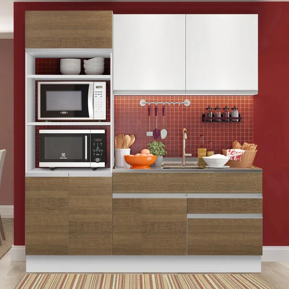 Cozinha Compacta 6 Portas Glamy Lívia Rustic/Branco - Madesa